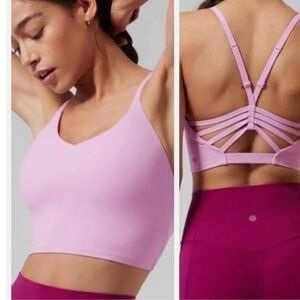 Athleta Black Elation Strappy Cropped Longline Yoga Active Top Small D-DD NWT